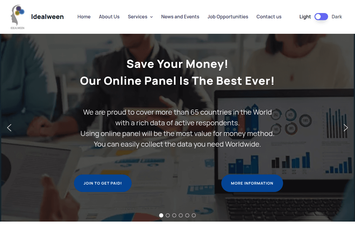 Screenshot of marketing platform